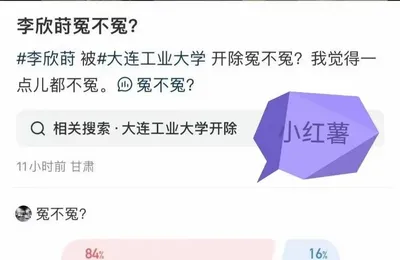 小红薯，贴吧，WB对大连工业大学的开除行为发起了投票